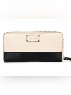 KATE SPADE Colorblock Black & Cream Wallet | Zip Around Continental | 2017